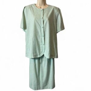 Vintage 90s Mint Green Skirt Suit